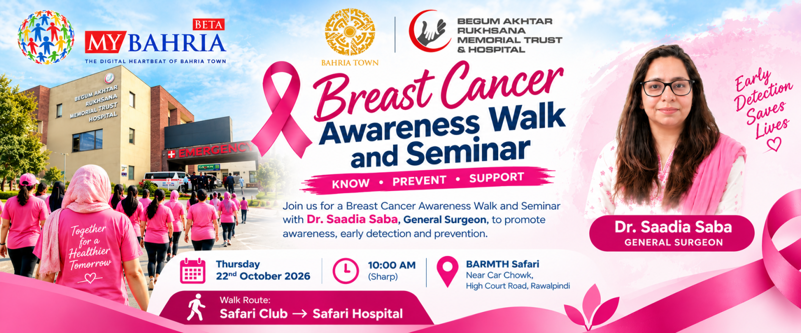 Breast Cancer Awareness Walk and Seminar to Be Held in Rawalpindi on October 22 - Bahria Town News